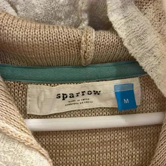 Anthropologie Sparrow Elvra Hoodie Pullover Neutral Geometric Pattern Sz M - Picture 6 of 11